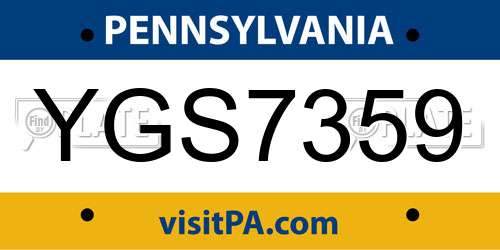 YGS7359 Pennsylvania License Plate