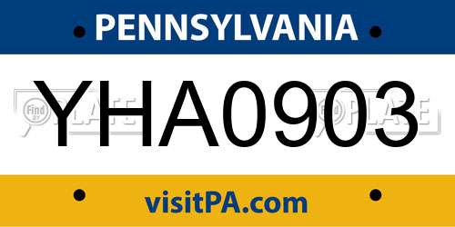 YHA0903 Pennsylvania License Plate