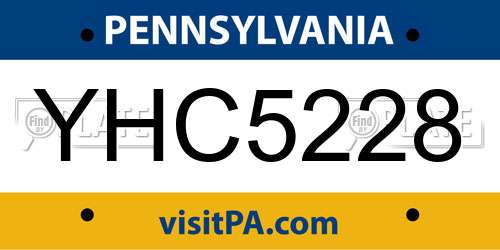 YHC5228 Pennsylvania License Plate