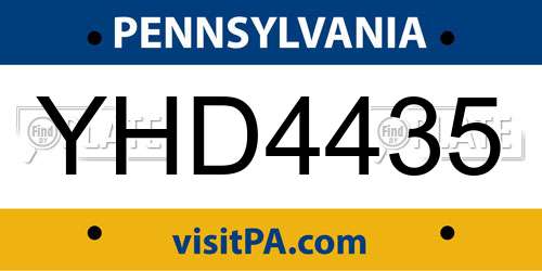 YHD4435 Pennsylvania License Plate
