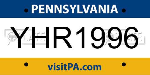 YHR1996 Pennsylvania License Plate