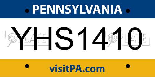 YHS1410 Pennsylvania License Plate