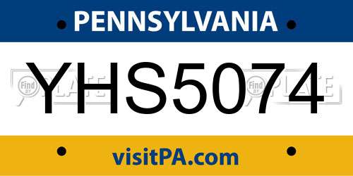 YHS5074 Pennsylvania License Plate