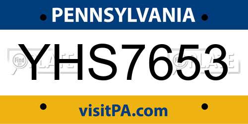 YHS7653 Pennsylvania License Plate