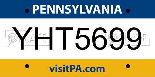 YHT5699 Pennsylvania License Plate