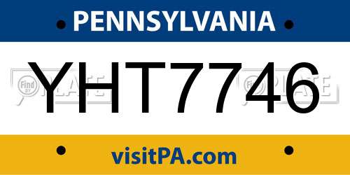 YHT7746 Pennsylvania License Plate