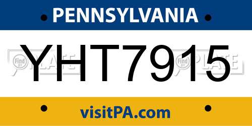 YHT7915 Pennsylvania License Plate