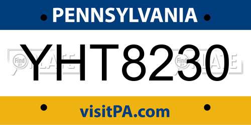 YHT8230 Pennsylvania License Plate