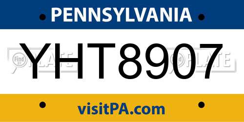 YHT8907 Pennsylvania License Plate