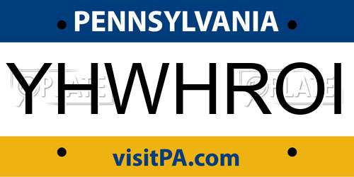 YHWHROI Pennsylvania License Plate