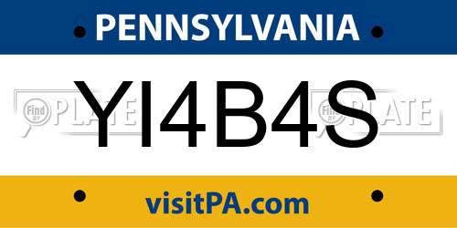 YI4B4S Pennsylvania License Plate