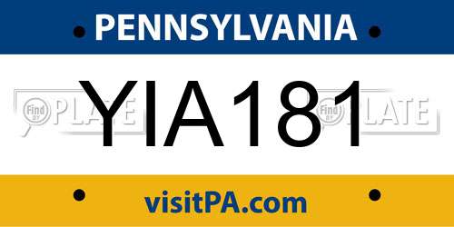 YIA181 Pennsylvania License Plate