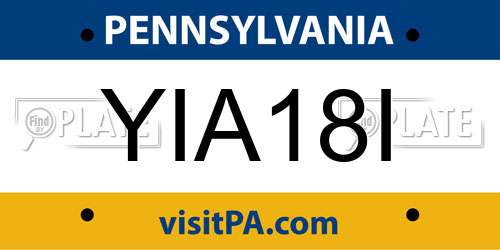 YIA18I Pennsylvania License Plate