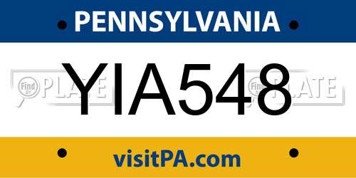 YIA548 Pennsylvania License Plate