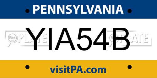 YIA54B Pennsylvania License Plate