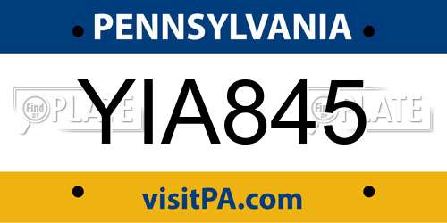 YIA845 Pennsylvania License Plate