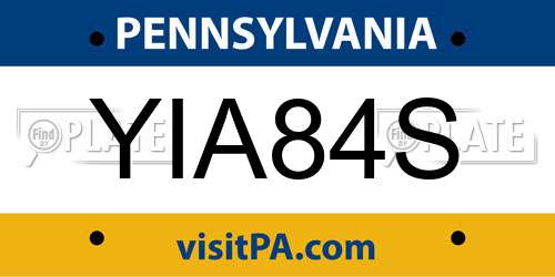 YIA84S Pennsylvania License Plate