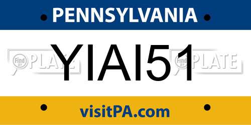YIAI51 Pennsylvania License Plate
