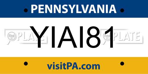 YIAI81 Pennsylvania License Plate