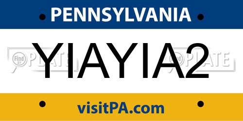 YIAYIA2 Pennsylvania License Plate