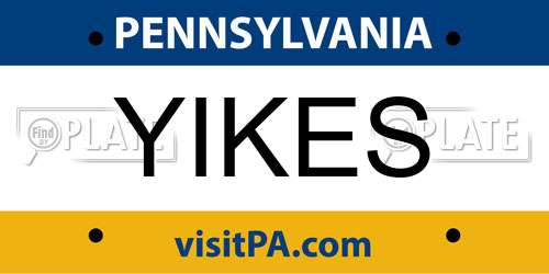 YIKES Pennsylvania License Plate