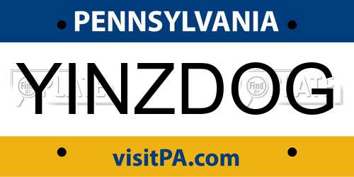 YINZDOG Pennsylvania License Plate