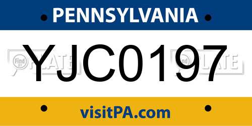 YJC0197 Pennsylvania License Plate