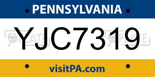 YJC7319 Pennsylvania License Plate