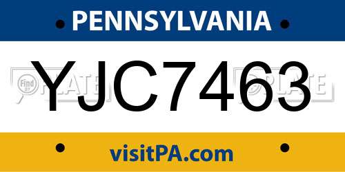 YJC7463 Pennsylvania License Plate