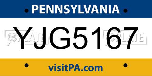 YJG5167 Pennsylvania License Plate