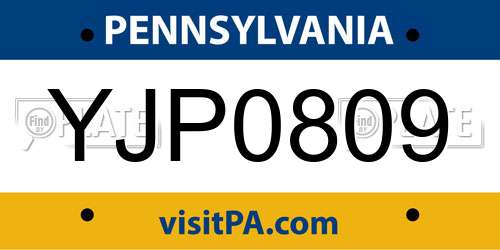 YJP0809 Pennsylvania License Plate