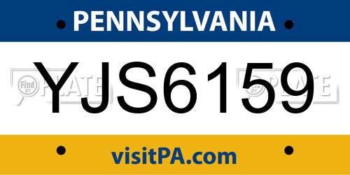 YJS6159 Pennsylvania License Plate