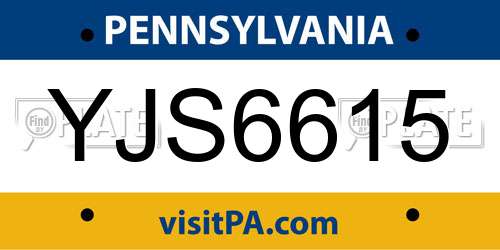 YJS6615 Pennsylvania License Plate