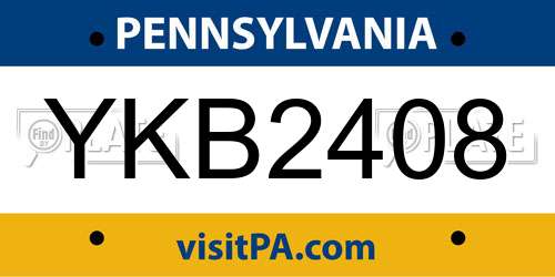 YKB2408 Pennsylvania License Plate