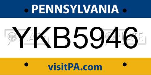 YKB5946 Pennsylvania License Plate