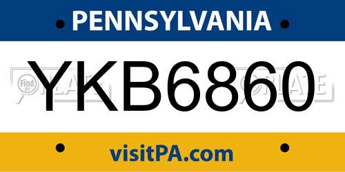 YKB6860 Pennsylvania License Plate