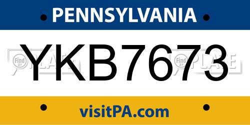 YKB7673 Pennsylvania License Plate