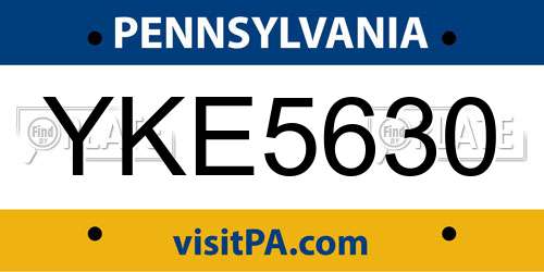 YKE5630 Pennsylvania License Plate