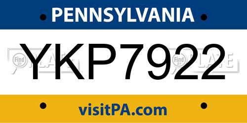 YKP7922 Pennsylvania License Plate
