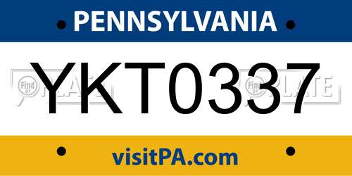 YKT0337 Pennsylvania License Plate