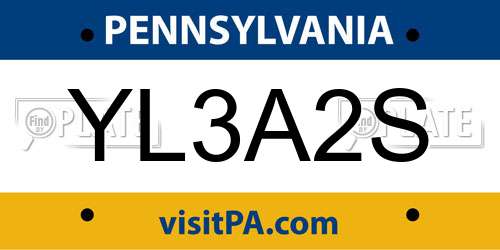 YL3A2S Pennsylvania License Plate