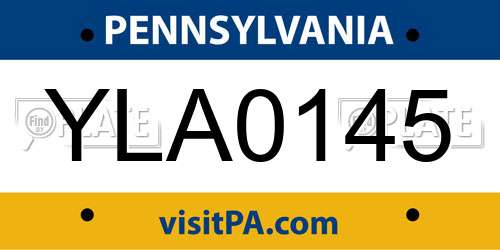 YLA0145 Pennsylvania License Plate