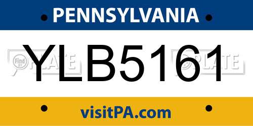 YLB5161 Pennsylvania License Plate