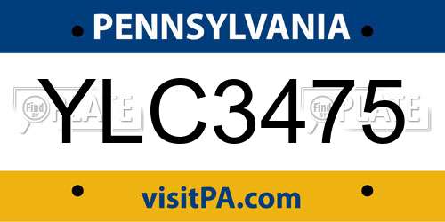 YLC3475 Pennsylvania License Plate