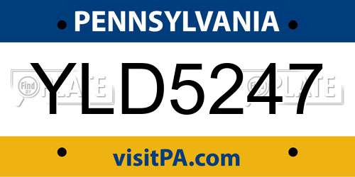 YLD5247 Pennsylvania License Plate
