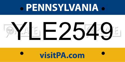 YLE2549 Pennsylvania License Plate