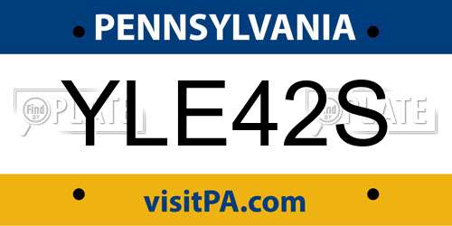 YLE42S Pennsylvania License Plate
