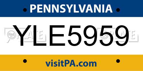 YLE5959 Pennsylvania License Plate