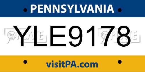 YLE9178 Pennsylvania License Plate