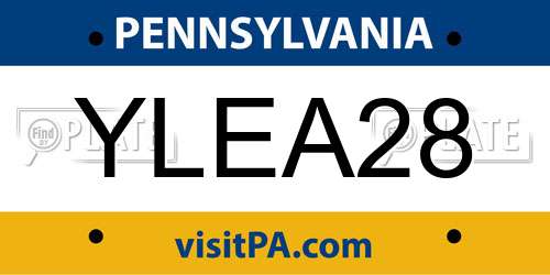 YLEA28 Pennsylvania License Plate